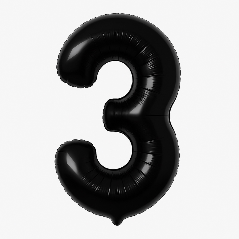 Number 3 foil balloon – black, 40″