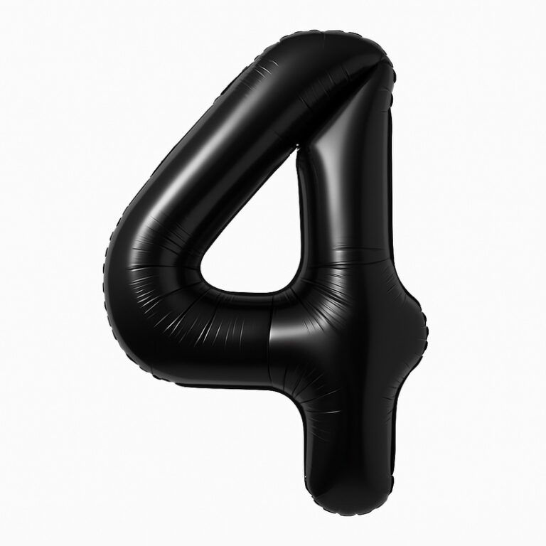 Фольгированная цифра 4 — чёрный, 40″