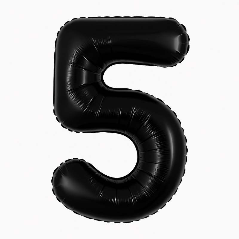 Фольгированная цифра 5 — чёрный, 40″