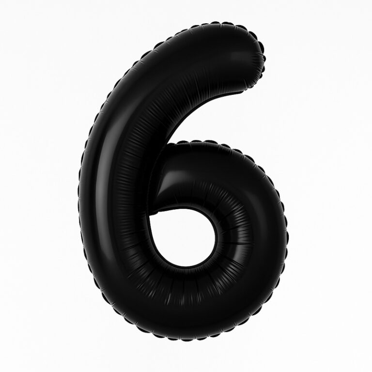 Фольгированная цифра 6 — чёрный, 40″