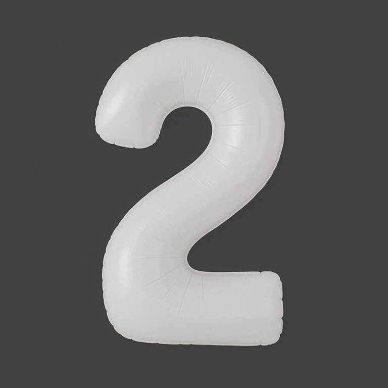 Number 2 foil balloon – white, 40″